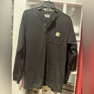 Carhartt Black Long-Sleeve Henley with Chest Pocket